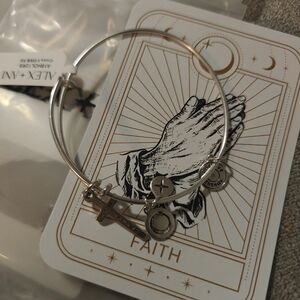 Alex and Ani Silver Faith Cross Charm Bangle